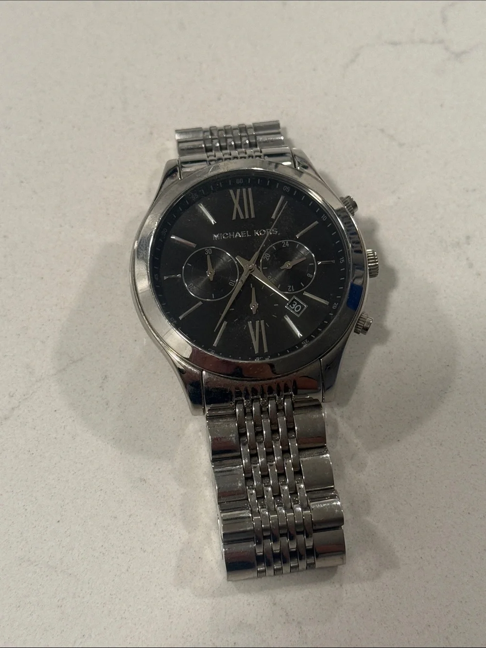 Oversized Aspyn Silver-Tone Watch for Men